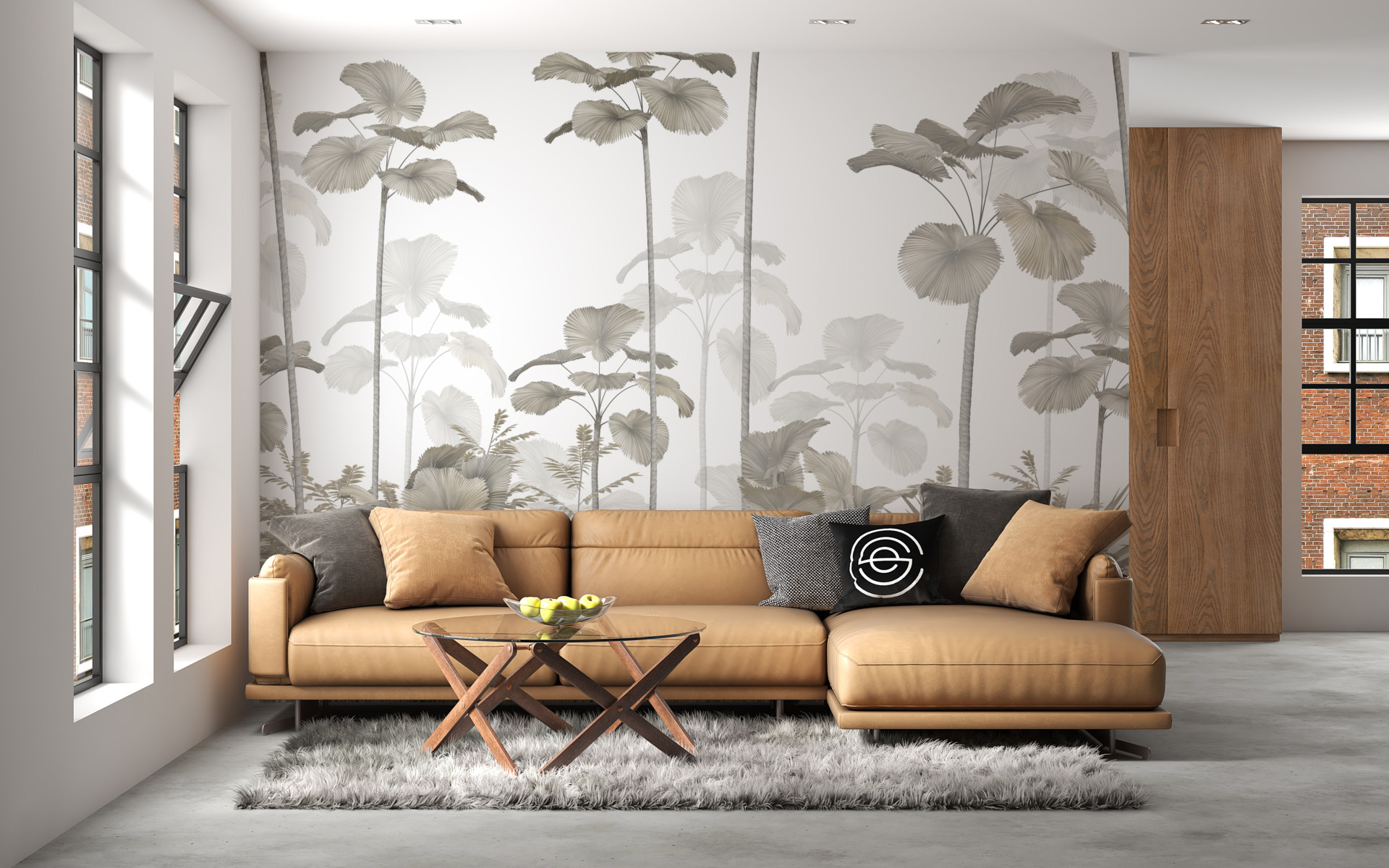 Foto murale Palma të larta midis barit