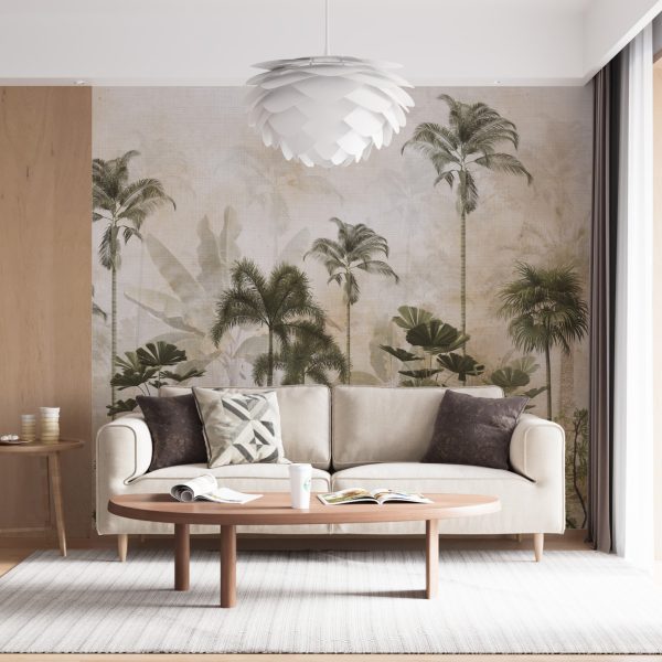 Foto murale Palma të larta pas mjegullës