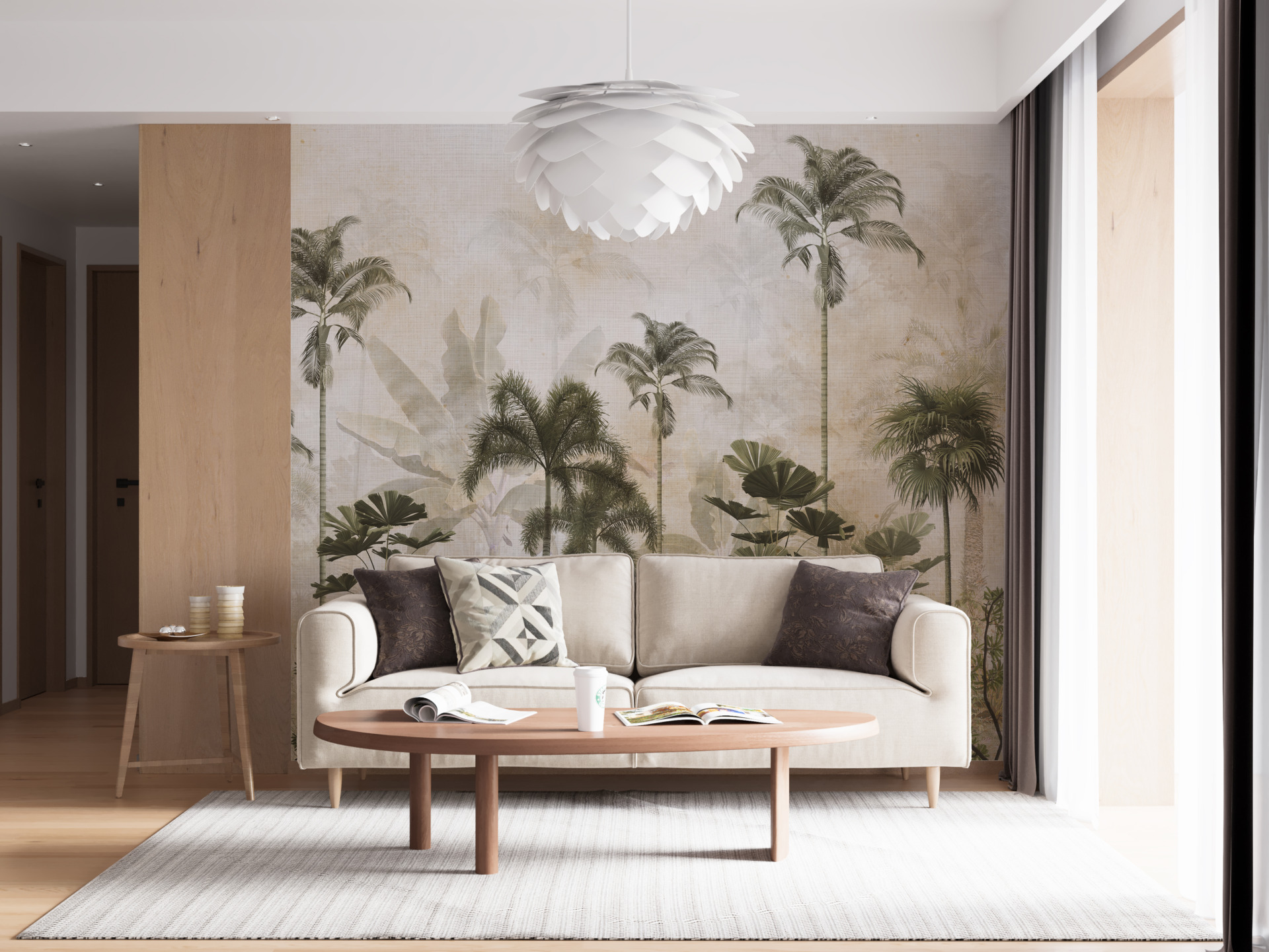 Foto murale Palma të larta pas mjegullës