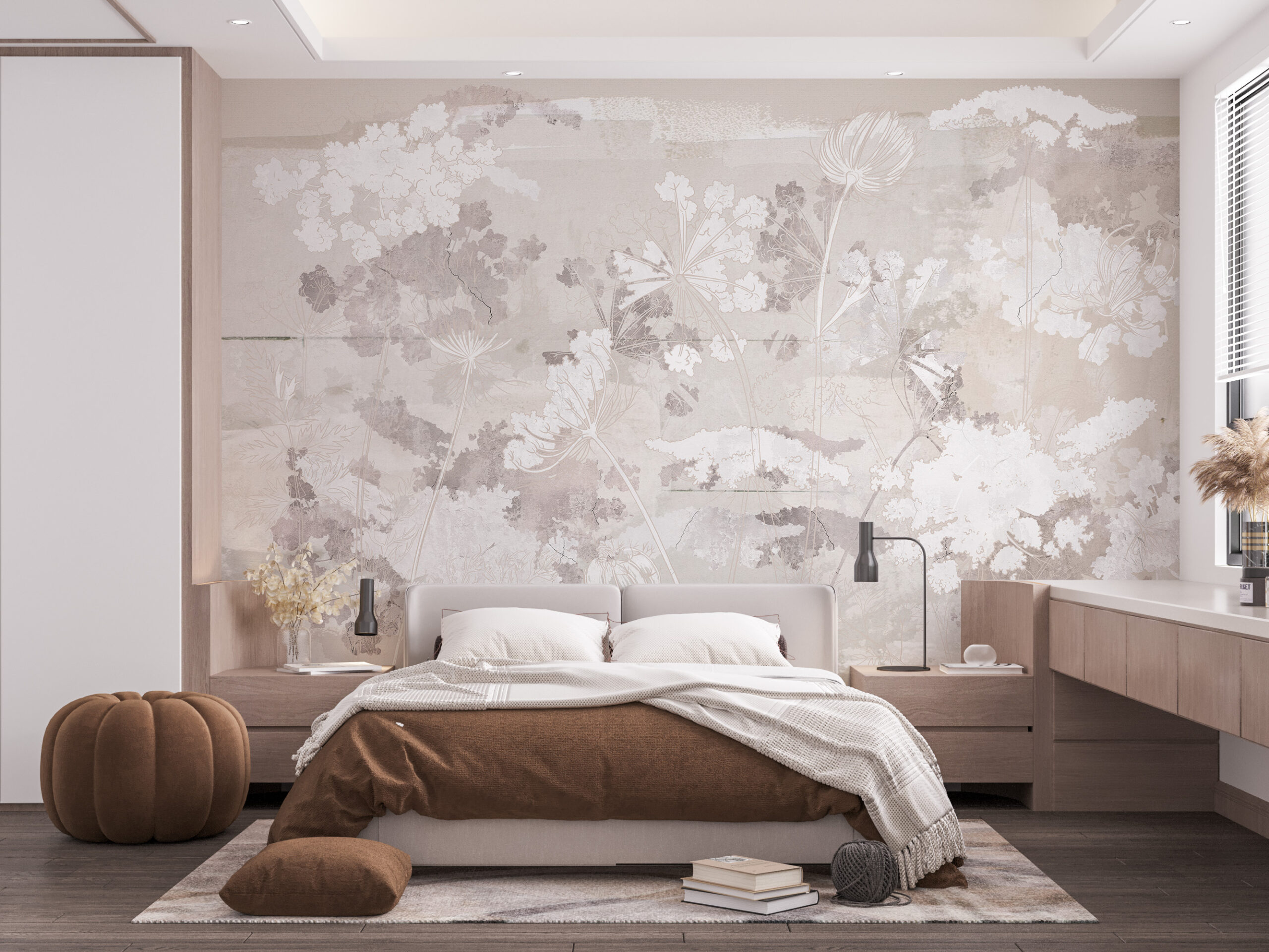 Foto murale Skicë e bimëve të bardha