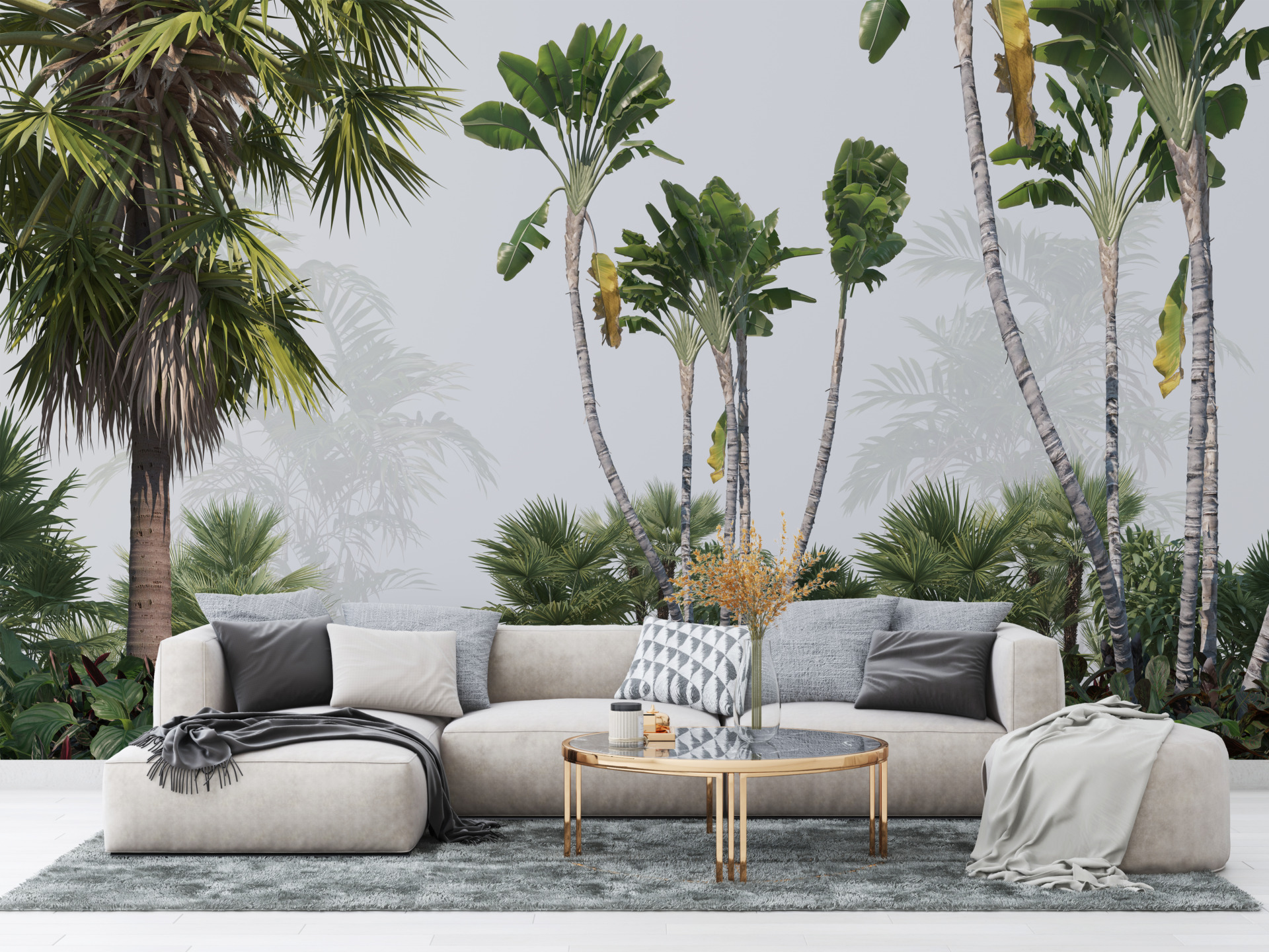 Foto murale E gjelbër tropikale dhe mjegull