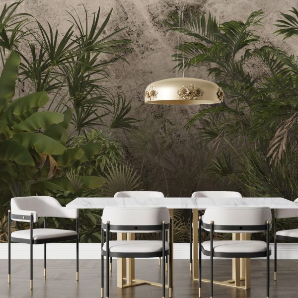 Foto murale Tropikët e Gjelbër në një Sfond Gri