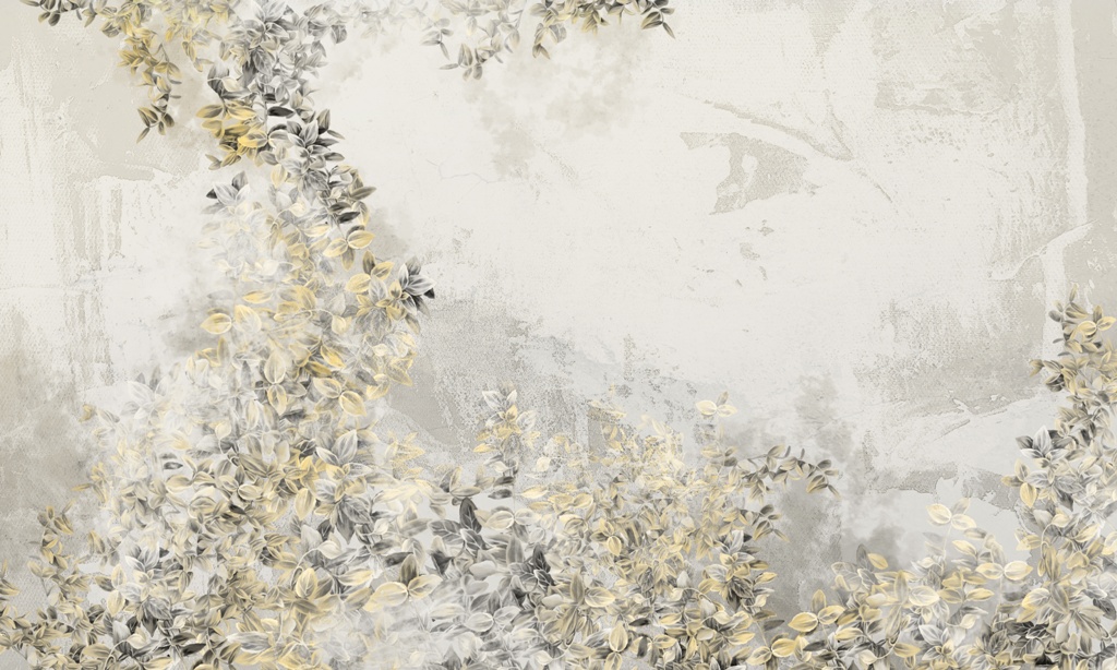 Fototapeta-Zolte-Listki-W-Szarosci_506824338