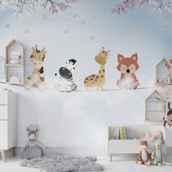 Foto murale Kafshët në një litar