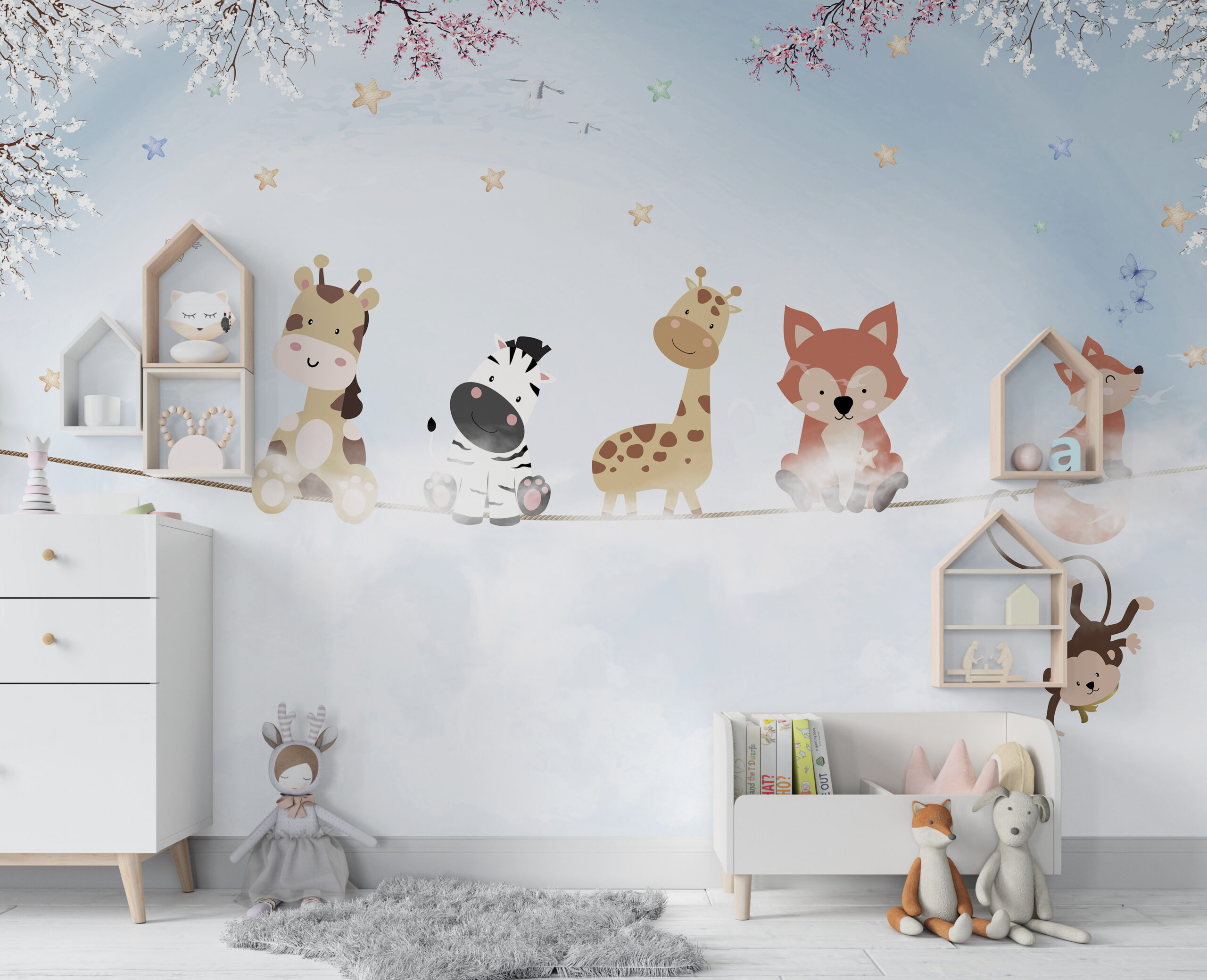 Foto murale Kafshët në një litar