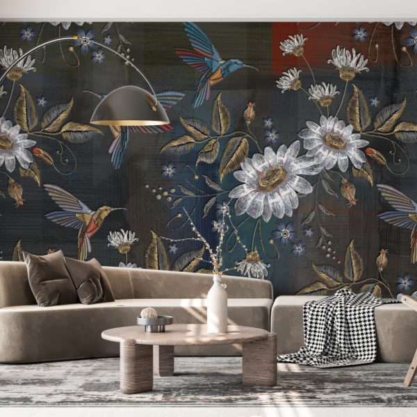 Foto murale Lule të Bardha dhe Kolibra