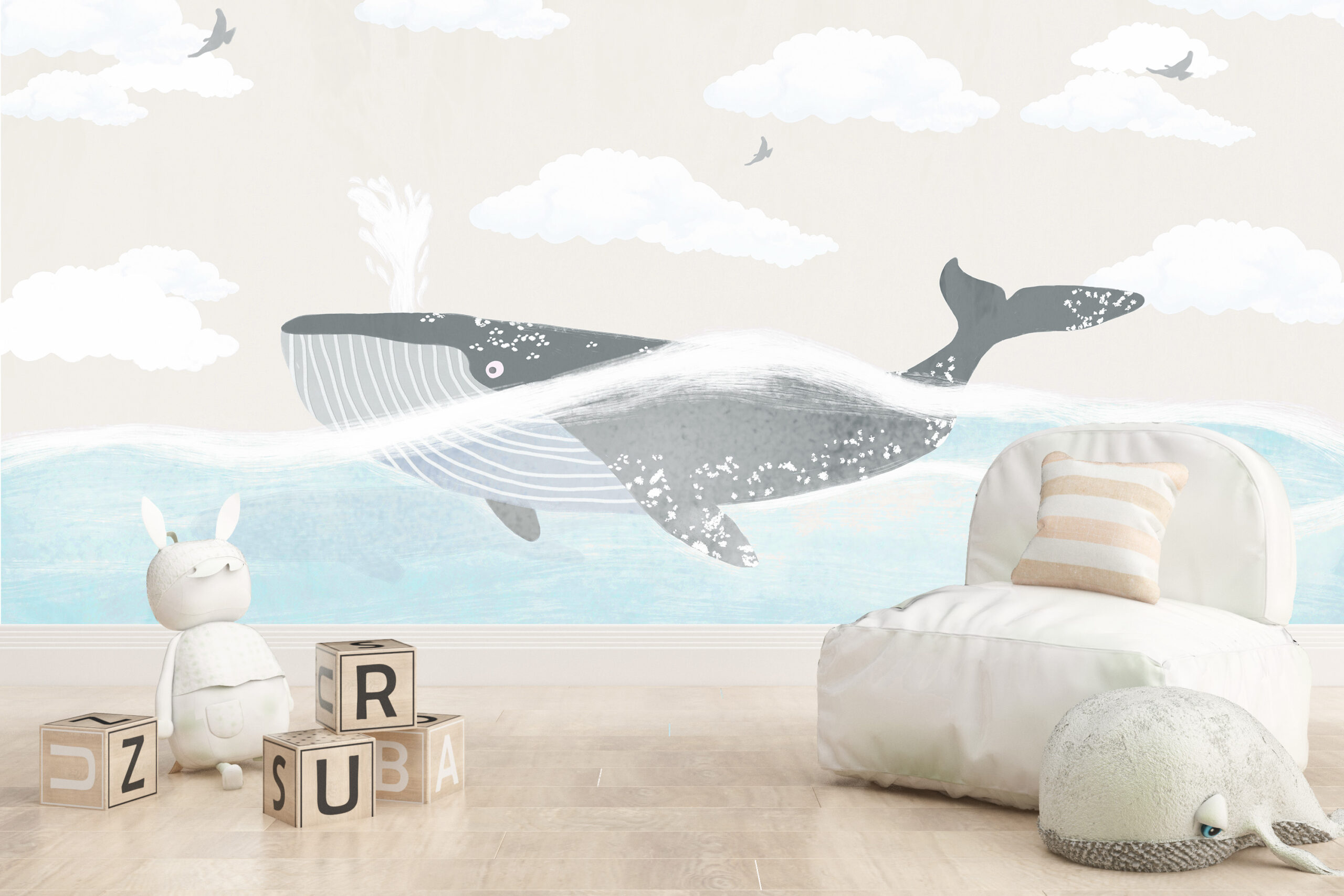 Foto murale Balenë në ngjyrë bezhë