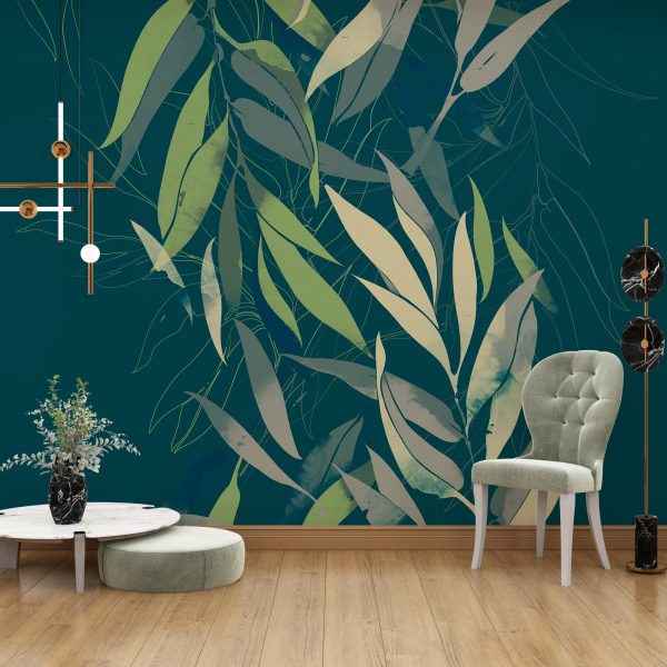 Foto murale Gjethe të errëta jeshile