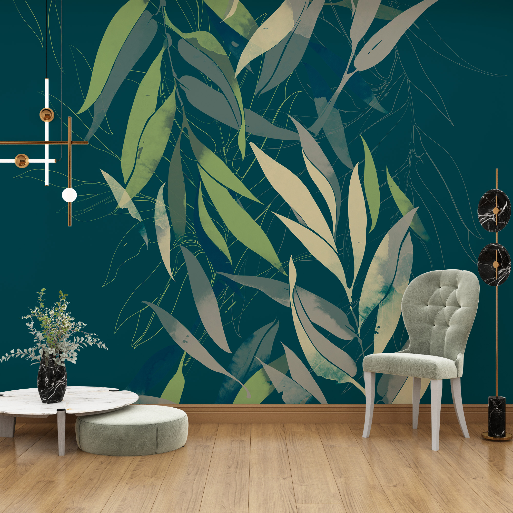 Foto murale Gjethe të errëta jeshile