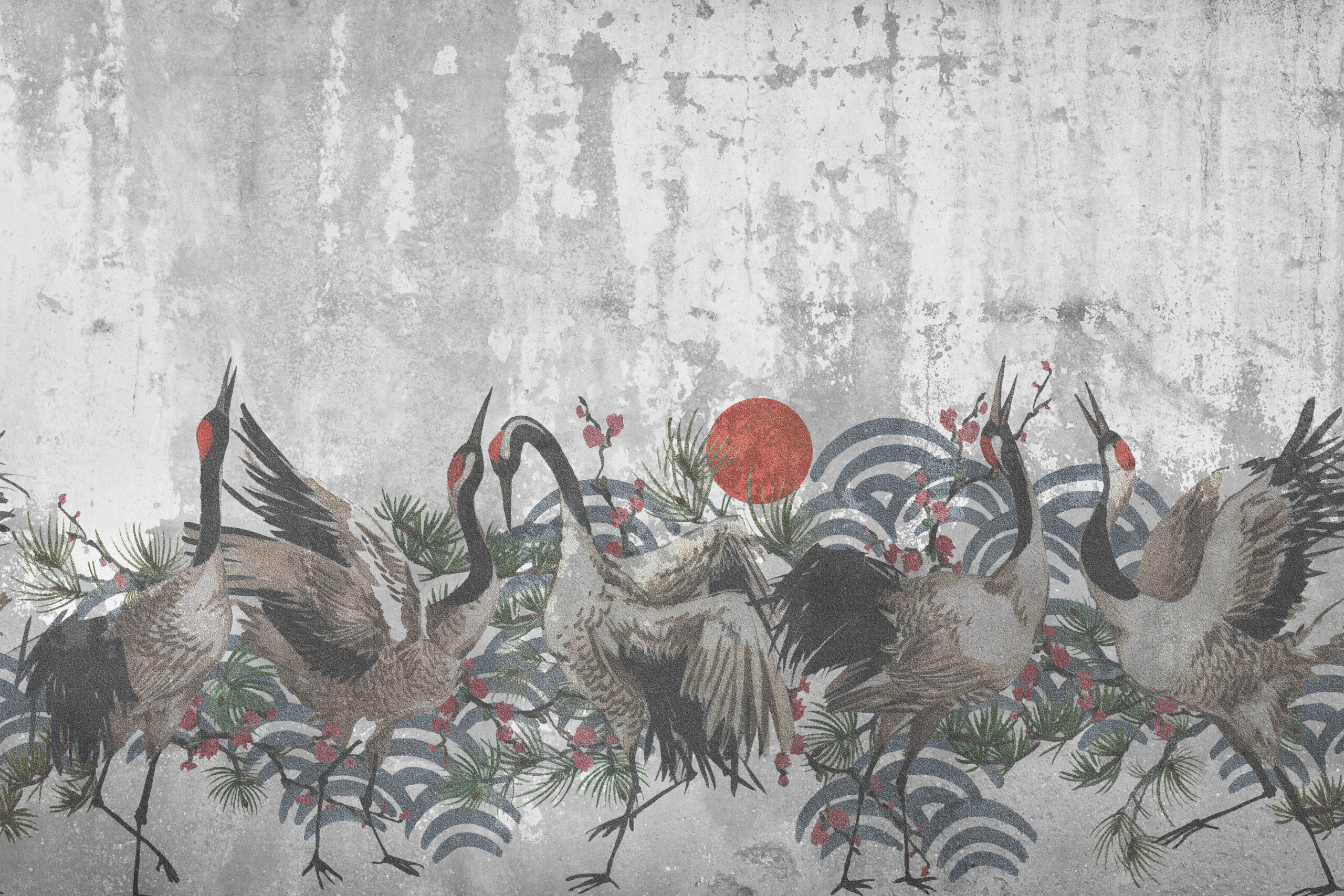 Concrete,Flamingo,Wallpaper,Japanese,Design