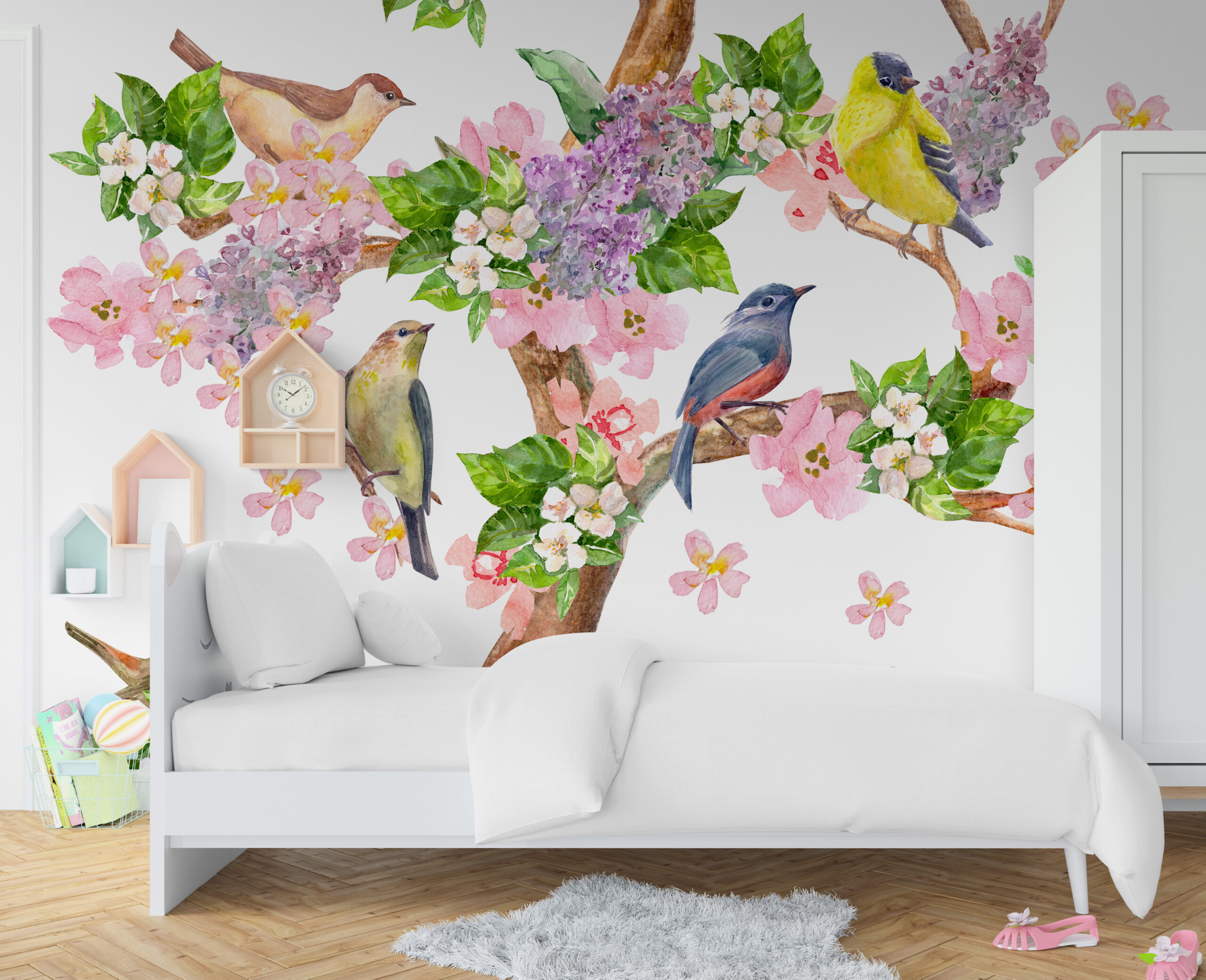 Foto murale Zogjtë në një degë peme