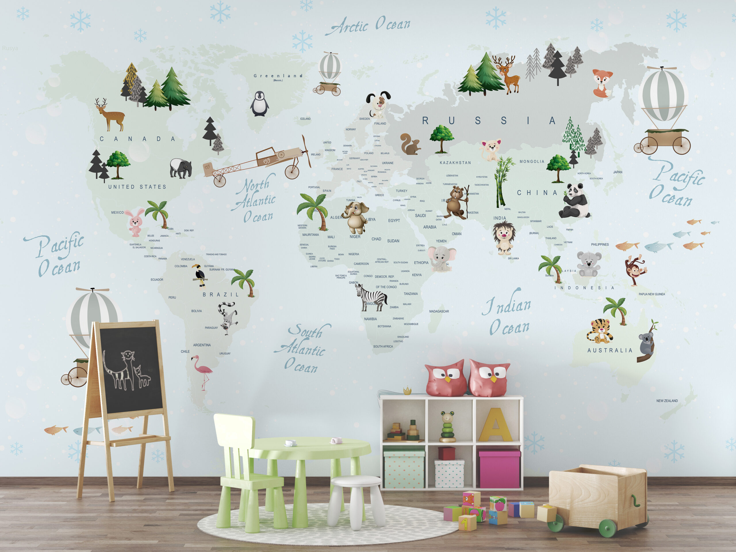 Foto murale Harta e Botës Blu