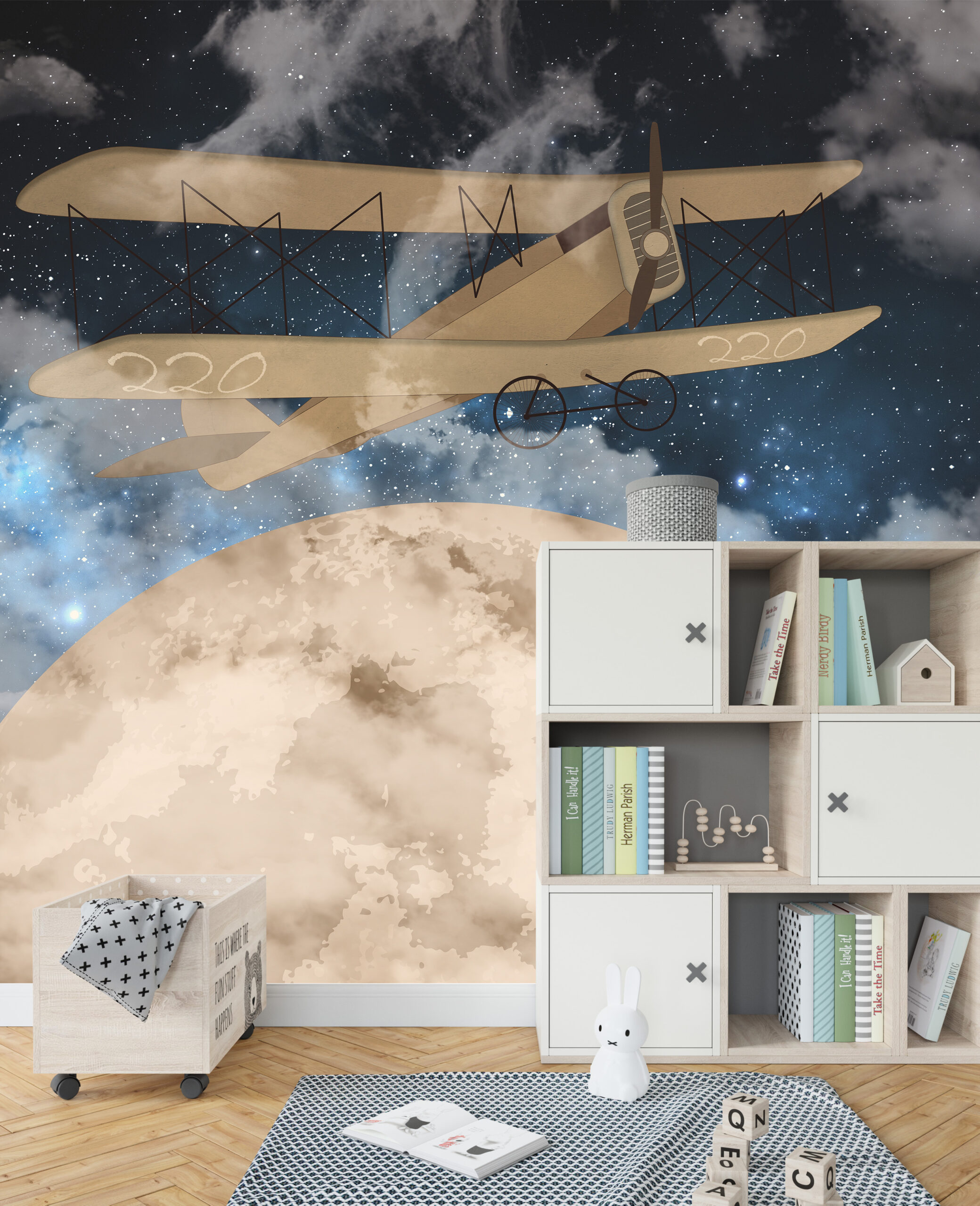 Foto murale Aeroplan në Hënë të Plotë