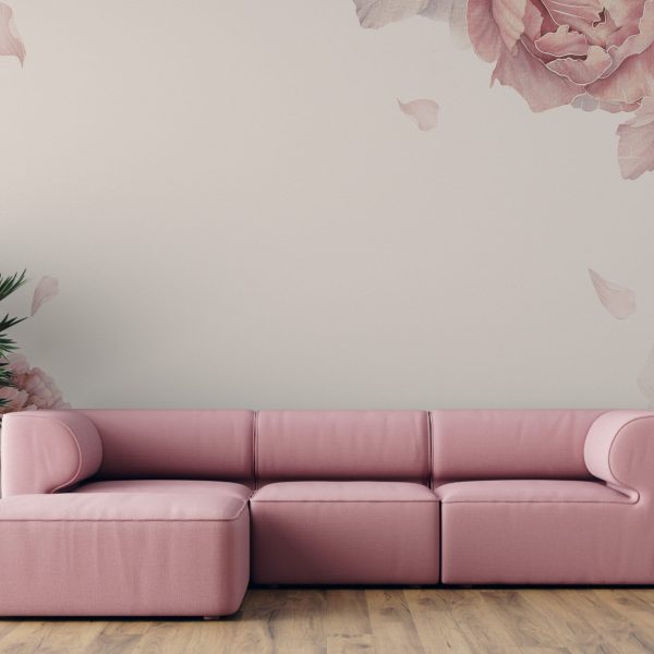 Foto murale Lule në rozë dhe bezhë