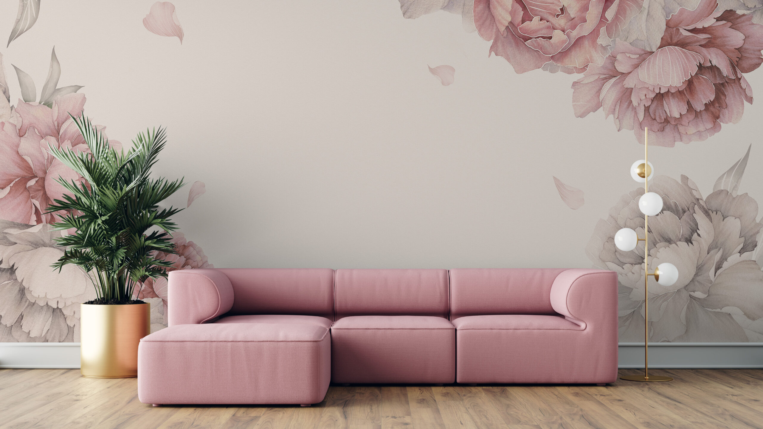 Foto murale Lule në rozë dhe bezhë