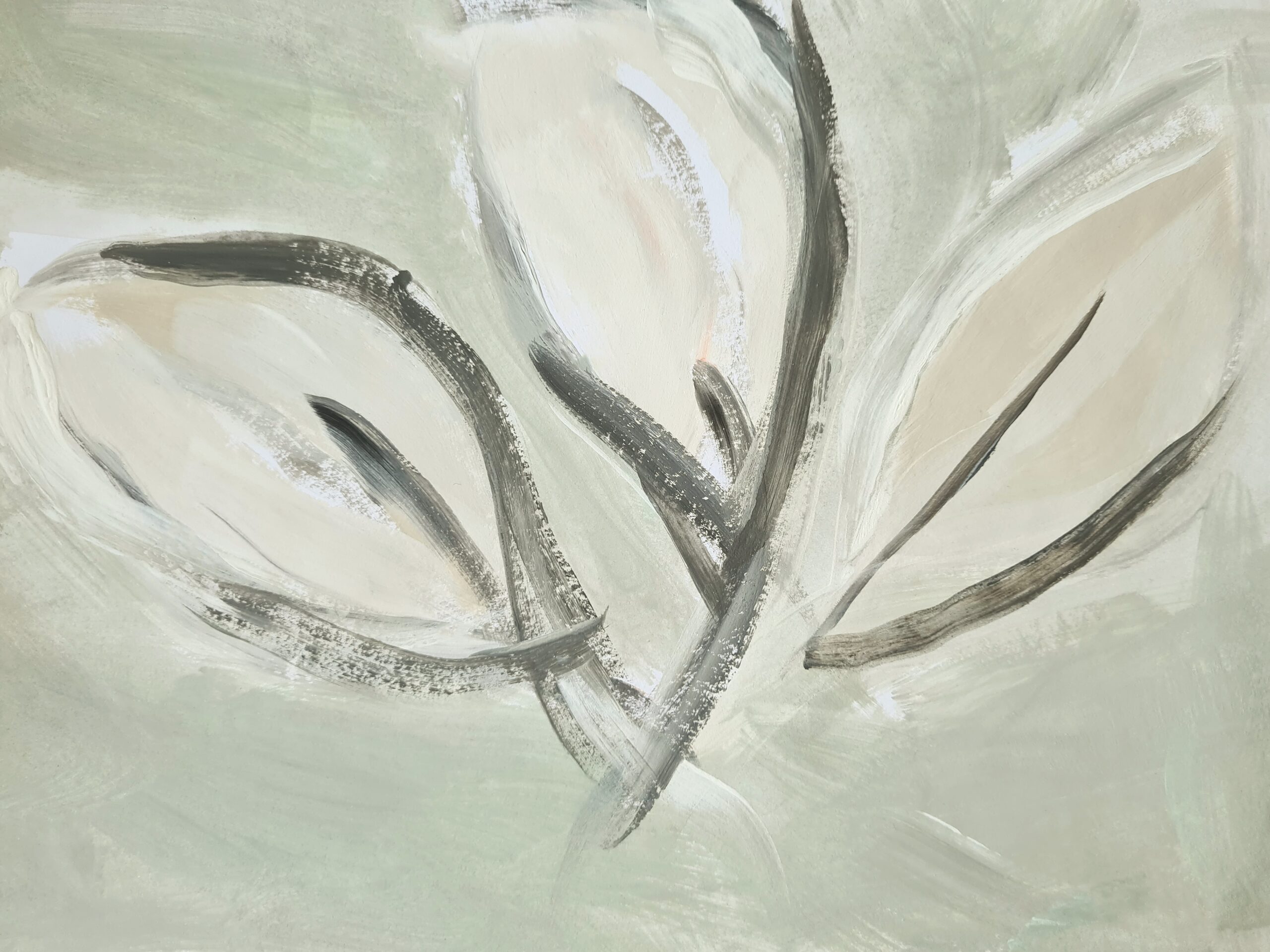 Abstract,Green,Leaves,Painting.,Modern,Art,Background.