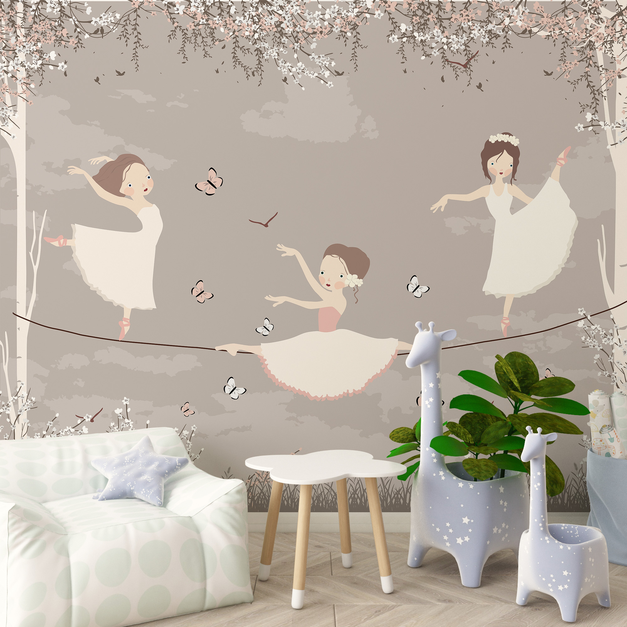 Foto murale Balerinat në ngjyrë bezhë