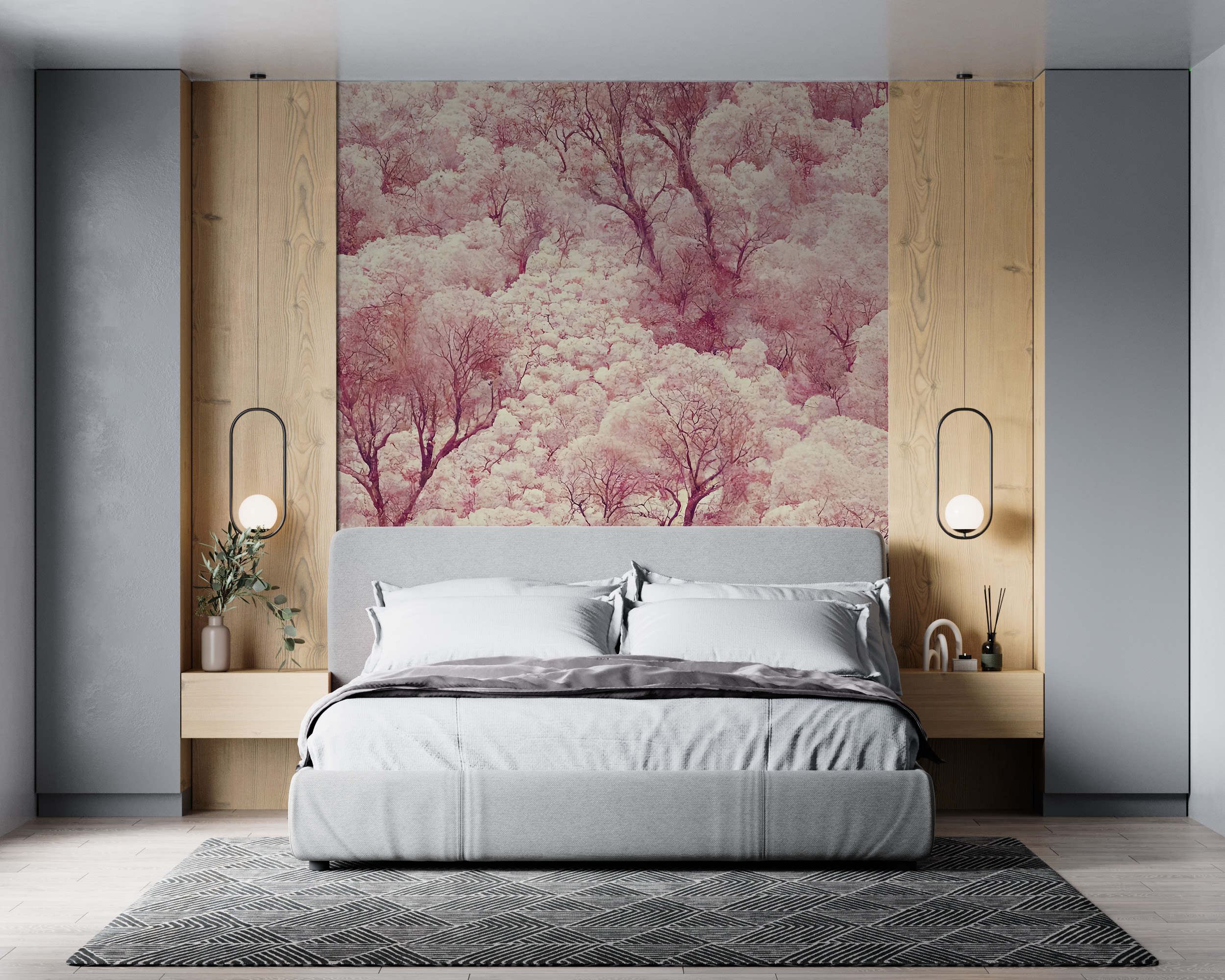 Foto murale Pylli Rozë nga një pamje e shndritshme