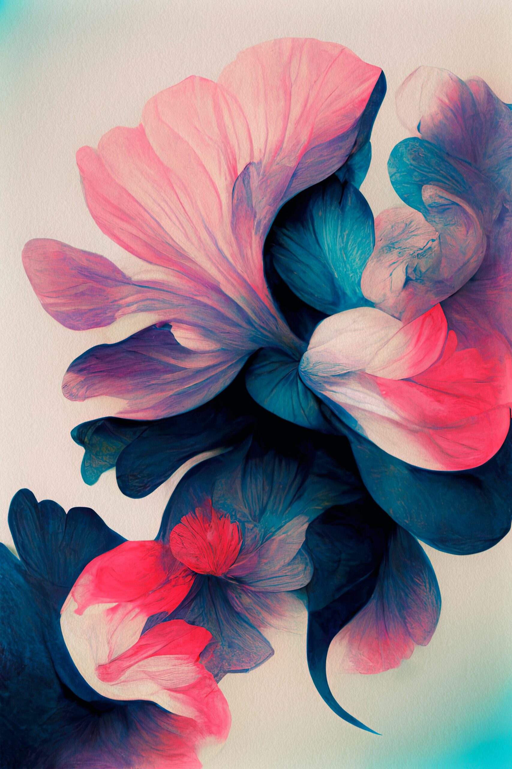 Illustration,Of,Abstract,Blue,And,Pink,Flowers.,Watercolor,Painting.,Floral