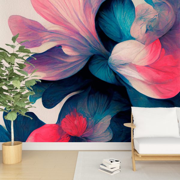 Foto murale Lule në rozë dhe blu të errët