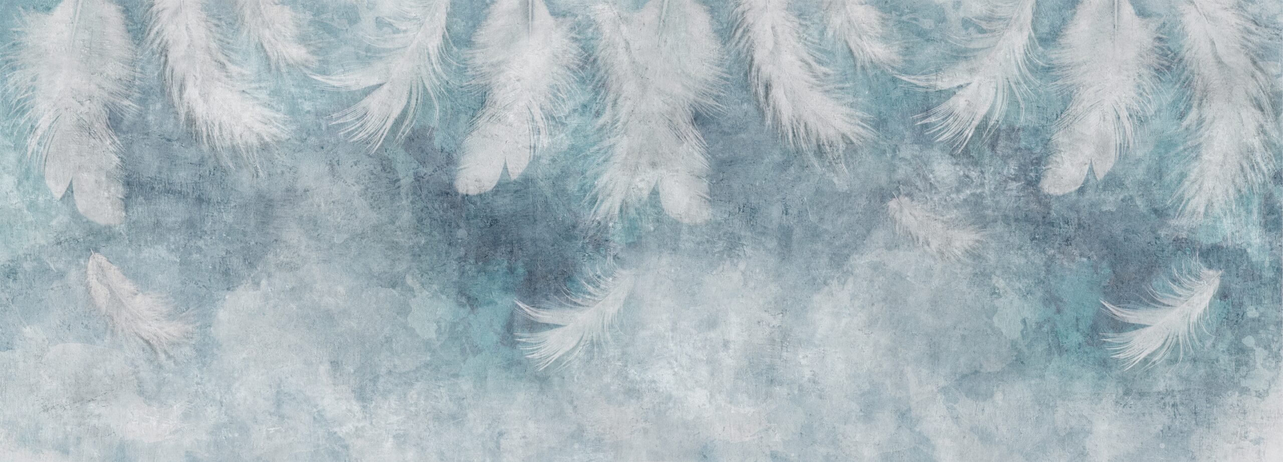 3d,Picture,Of,White,Feathers,On,A,Blue,Background,For