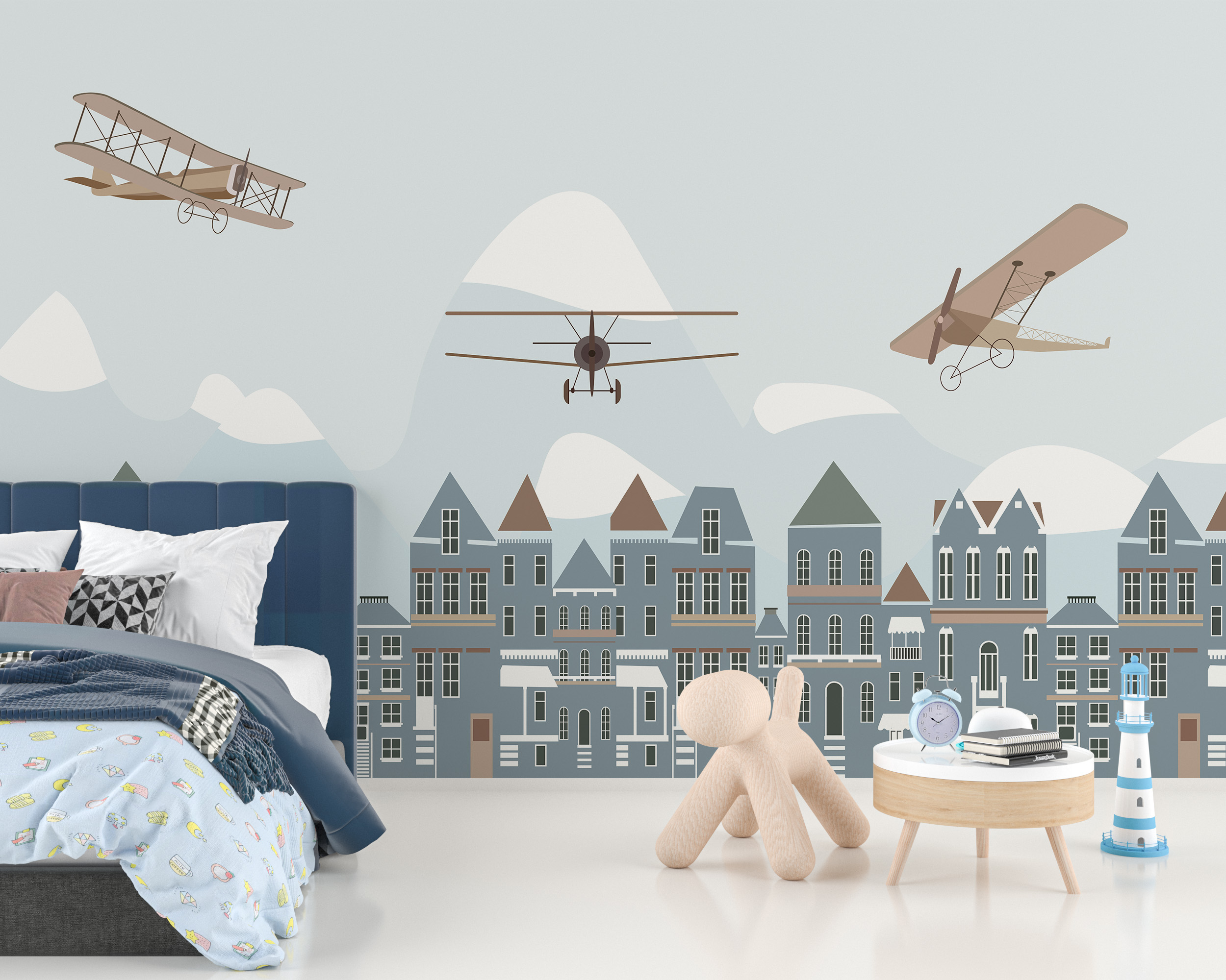 Foto murale Avionë mbi qytet