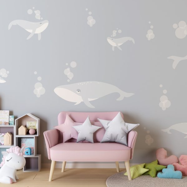 Foto murale Balenat gri nën ujë