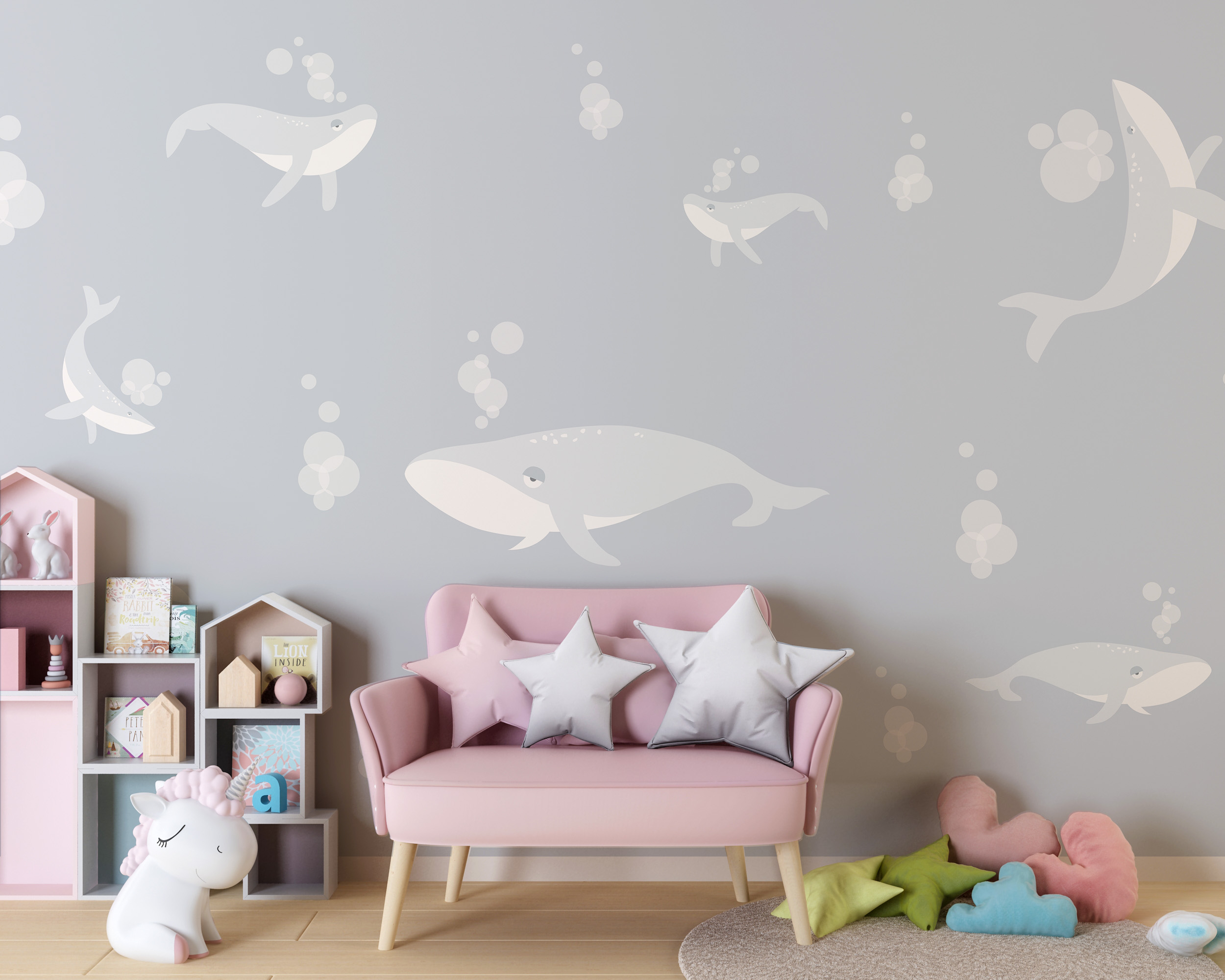 Foto murale Balenat gri nën ujë