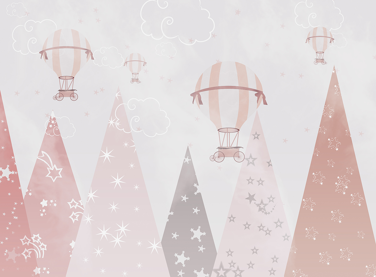 Colorful,Mountains,Kids,Room,Wallpaper,Design