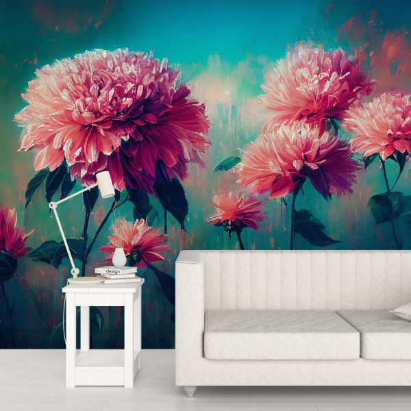 Foto murale Lule rozë në ngjyrë bruz