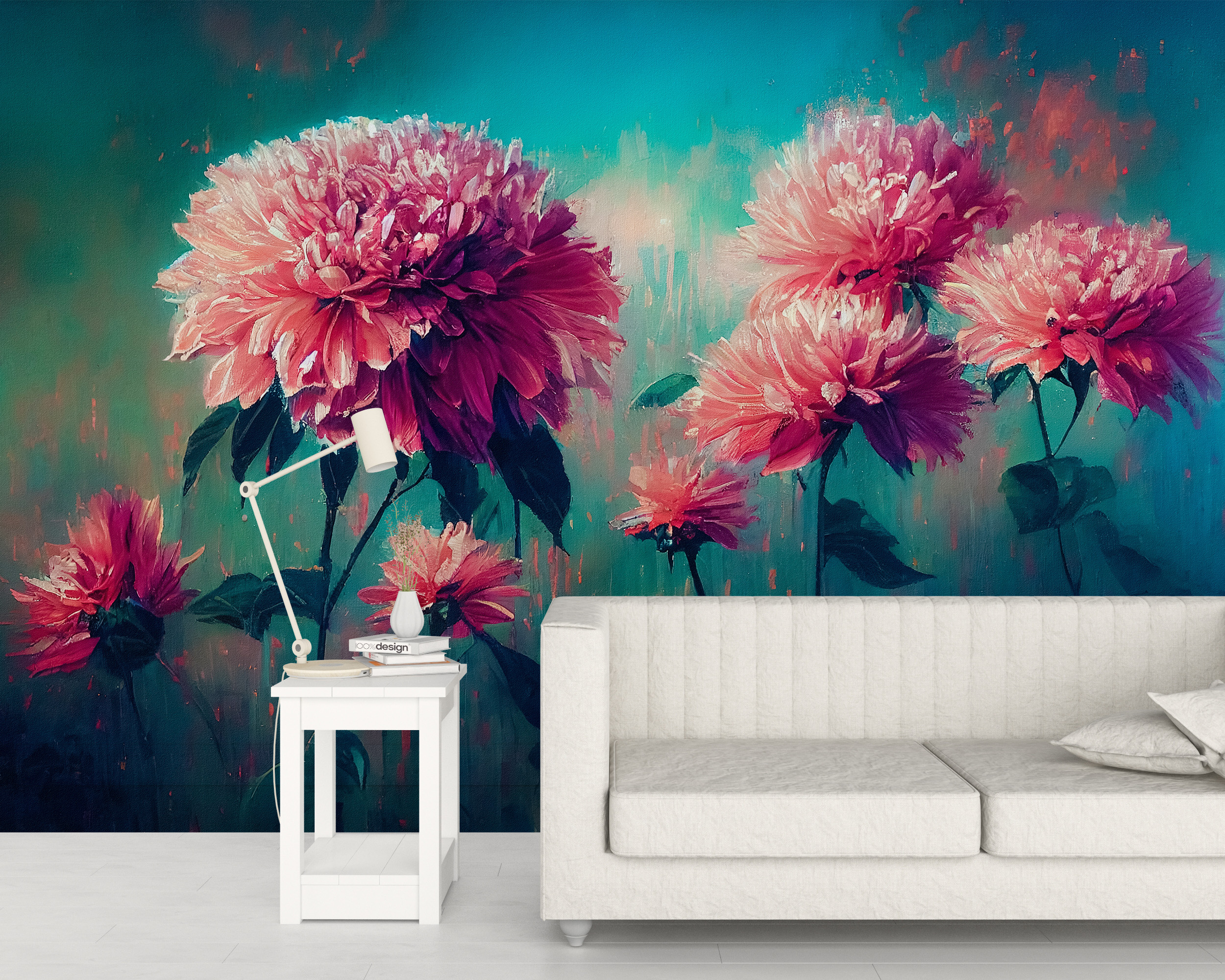 Foto murale Lule rozë në ngjyrë bruz