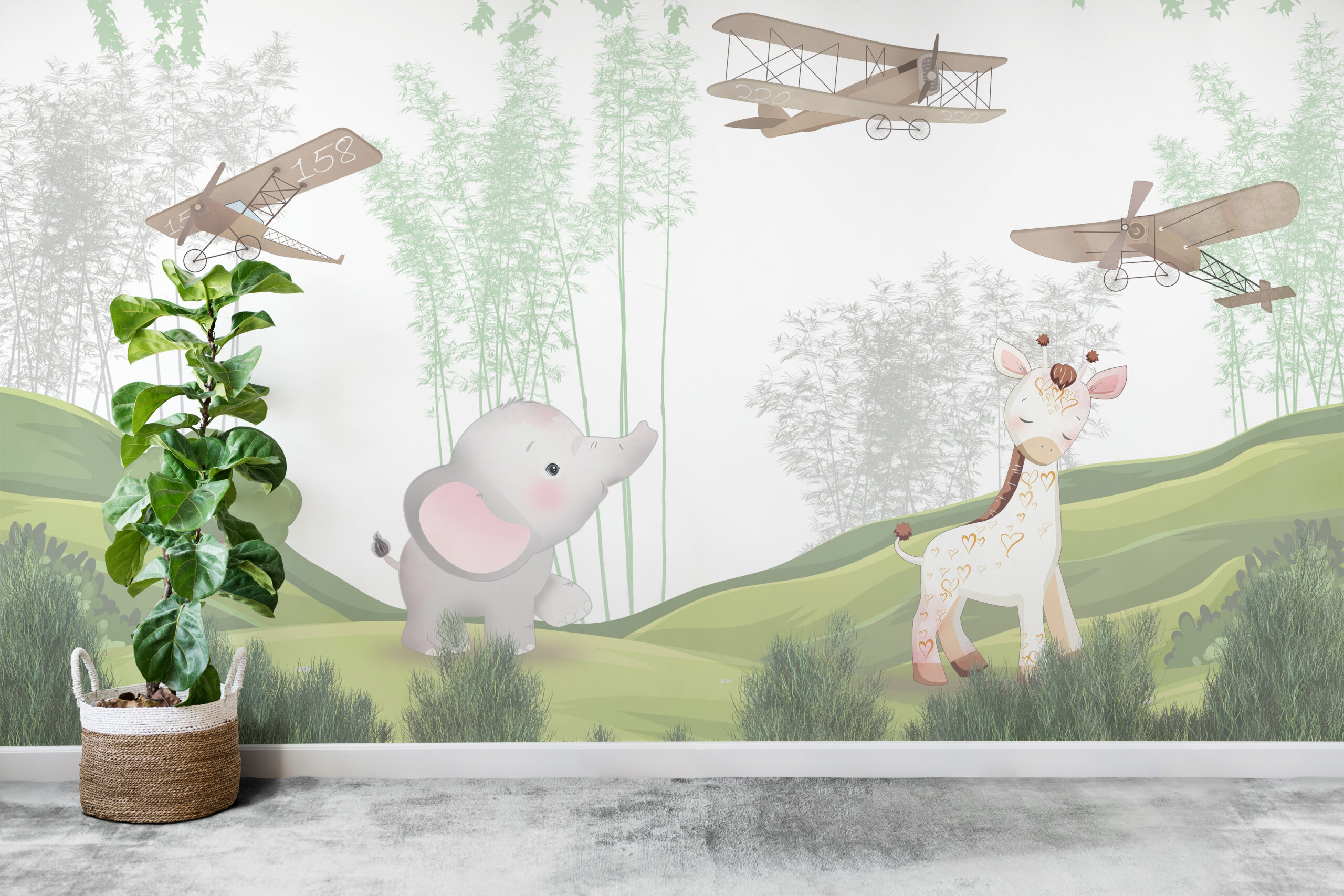 Foto murale Kafshët dhe aeroplanët