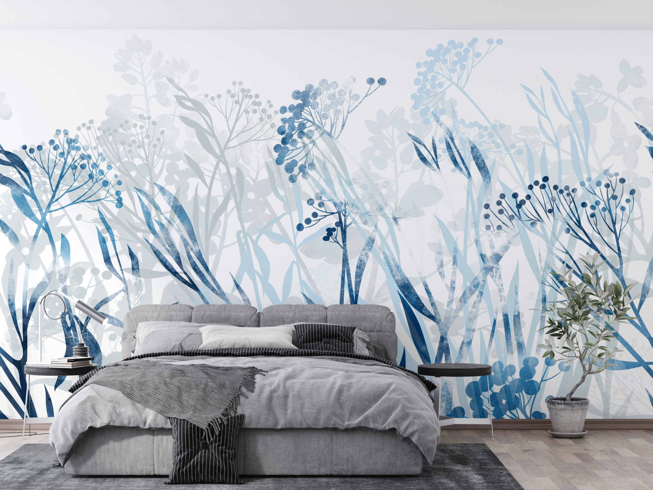 Foto murale Lule blu në të bardhë