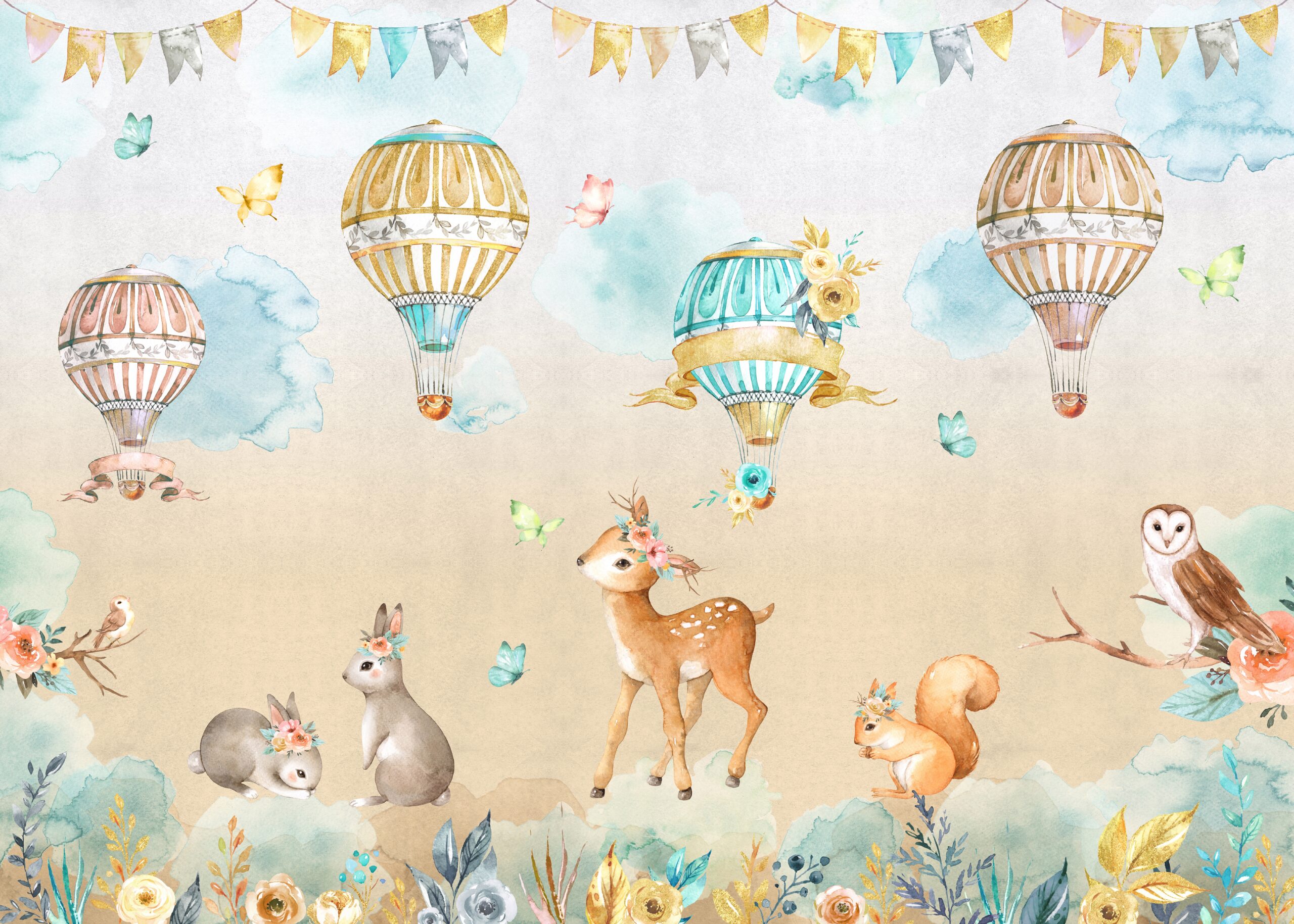 Baby,Wallpaper,Wallpaper,In,The,Nursery,Princess,Jungle,Animals