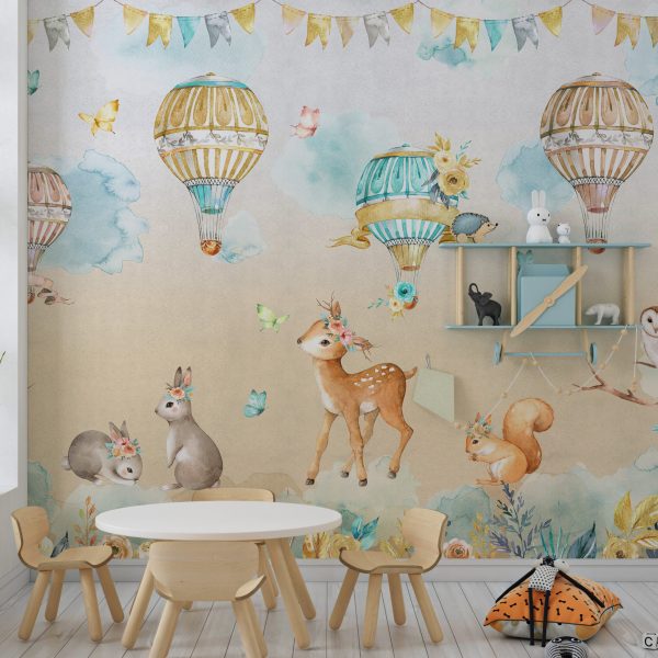 Foto murale Kafshët e pyllit në retë