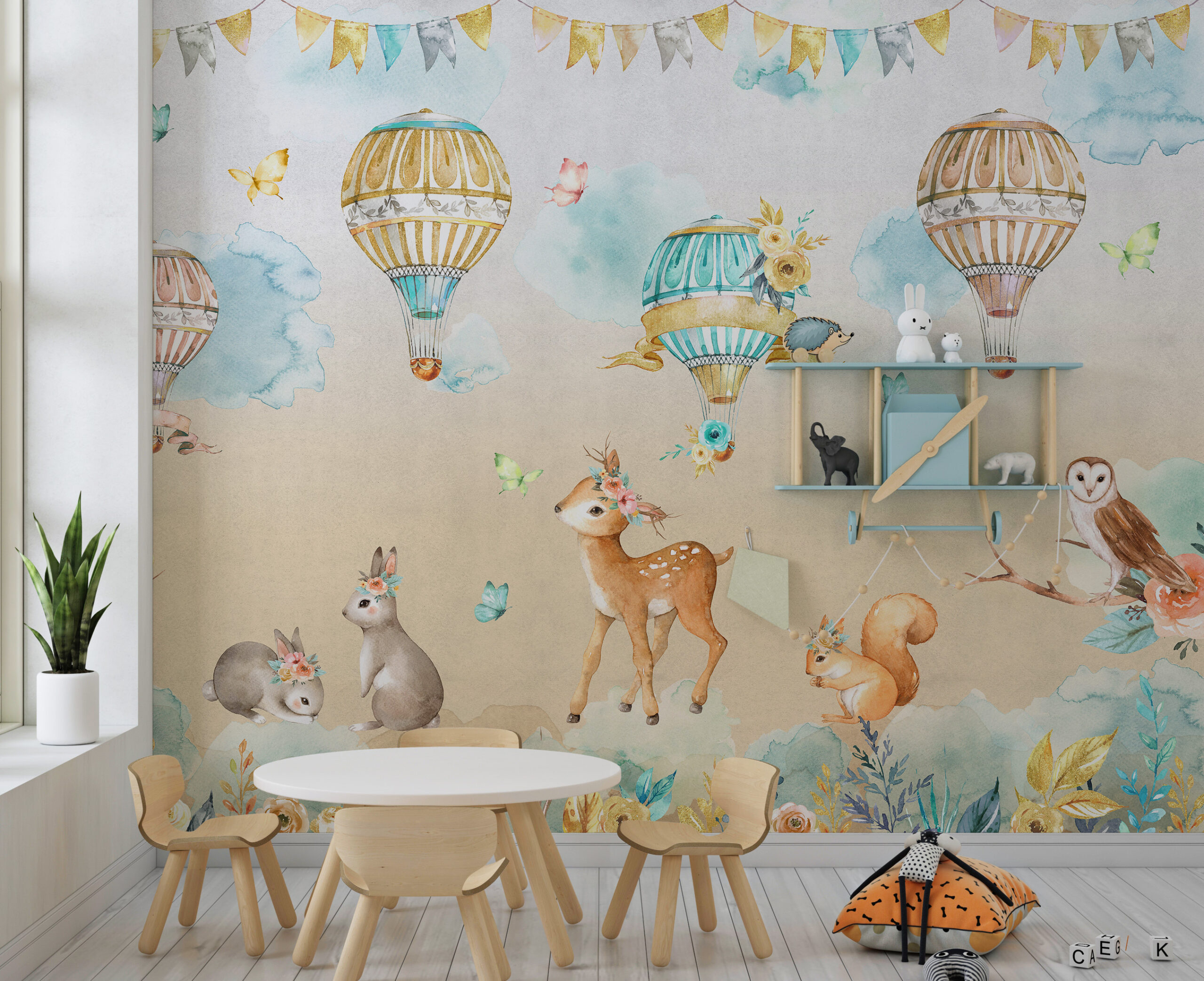 Foto murale Kafshët e pyllit në retë