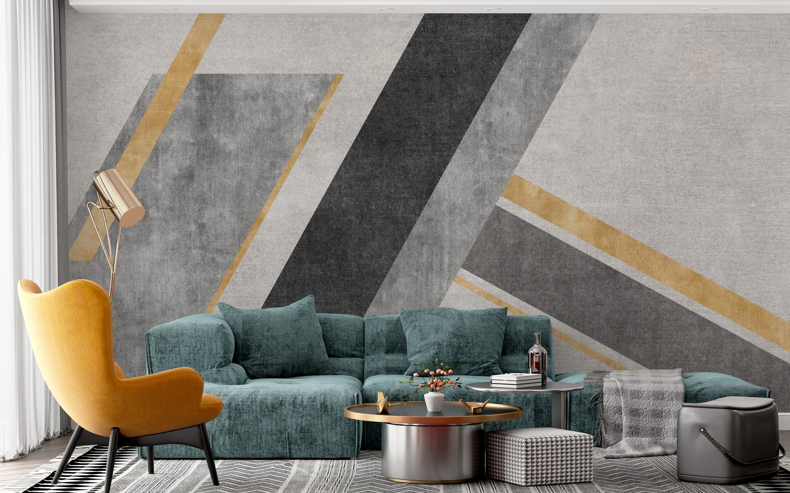 Foto murale Vija në nuanca gri dhe ari