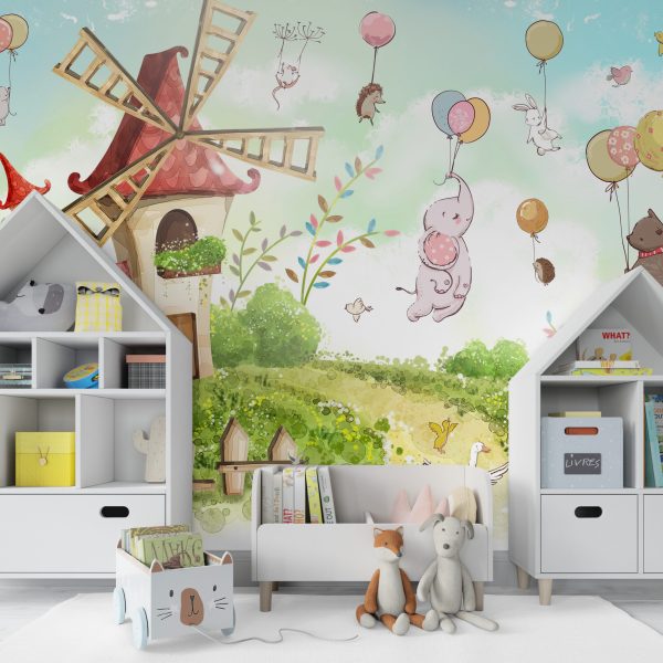 Foto murale Shtëpi me një mulli me erë