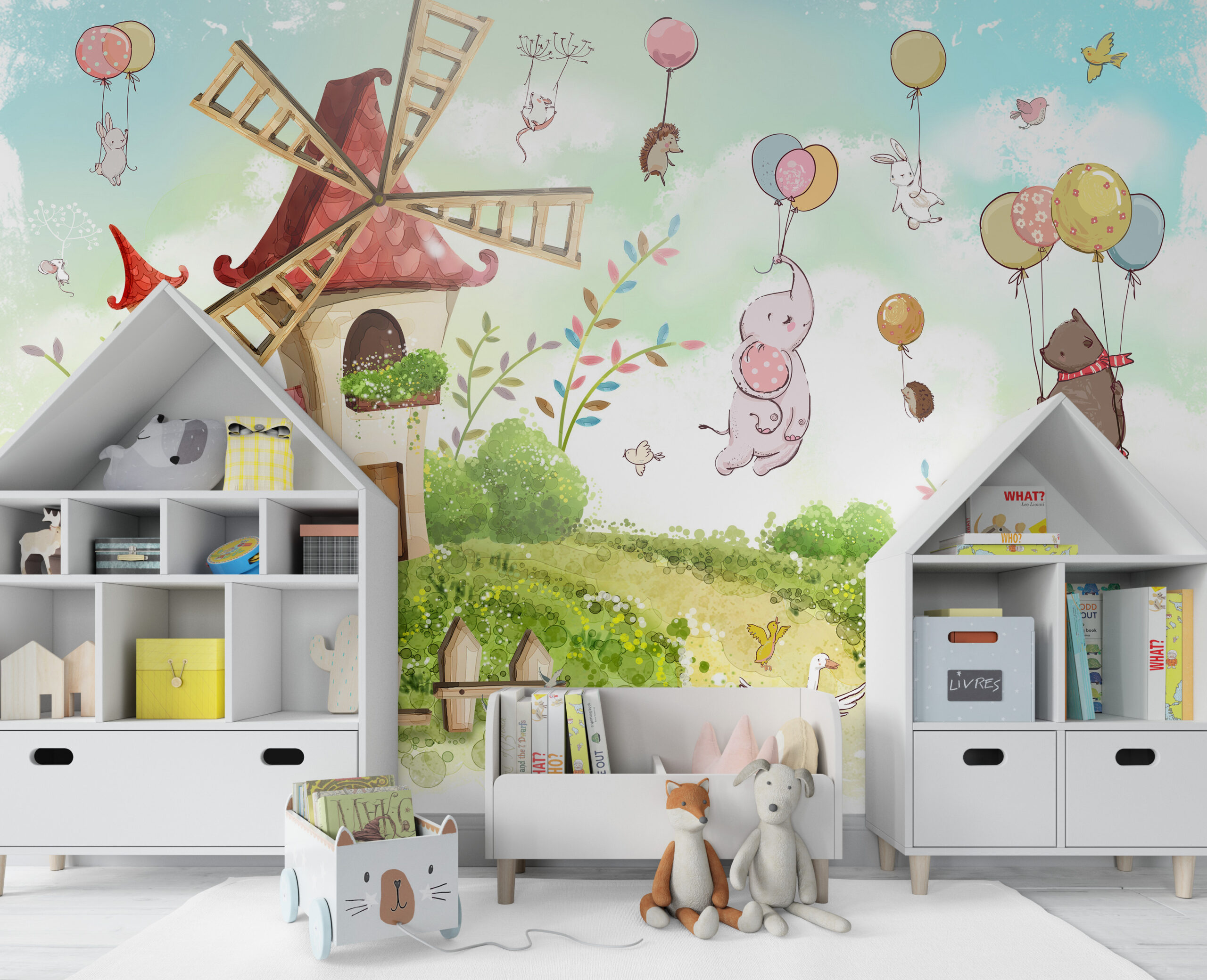 Foto murale Shtëpi me një mulli me erë