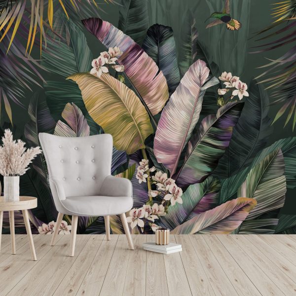 Foto murale Gjethe tropikale të errëta