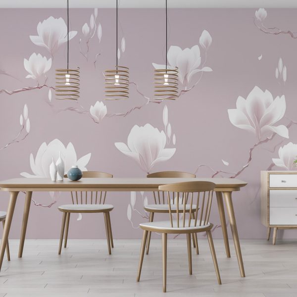 Foto murale Zambakë të bardhë në rozë