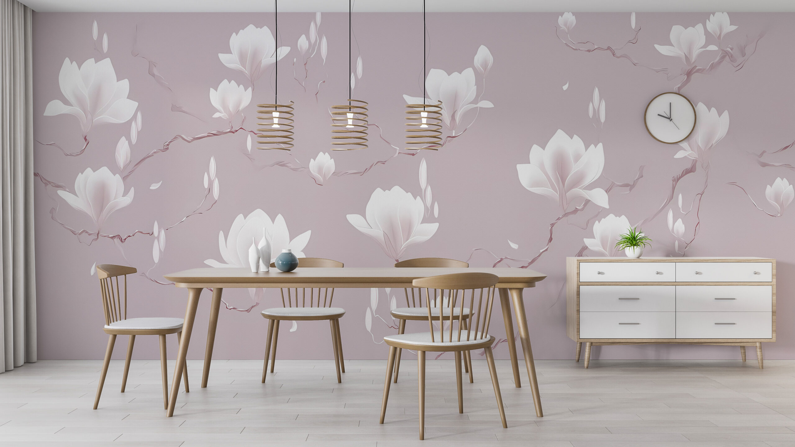 Foto murale Zambakë të bardhë në rozë