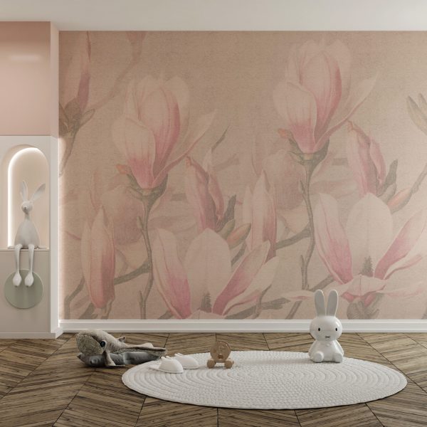 Foto murale Lule rozë në ngjyrë bezhë