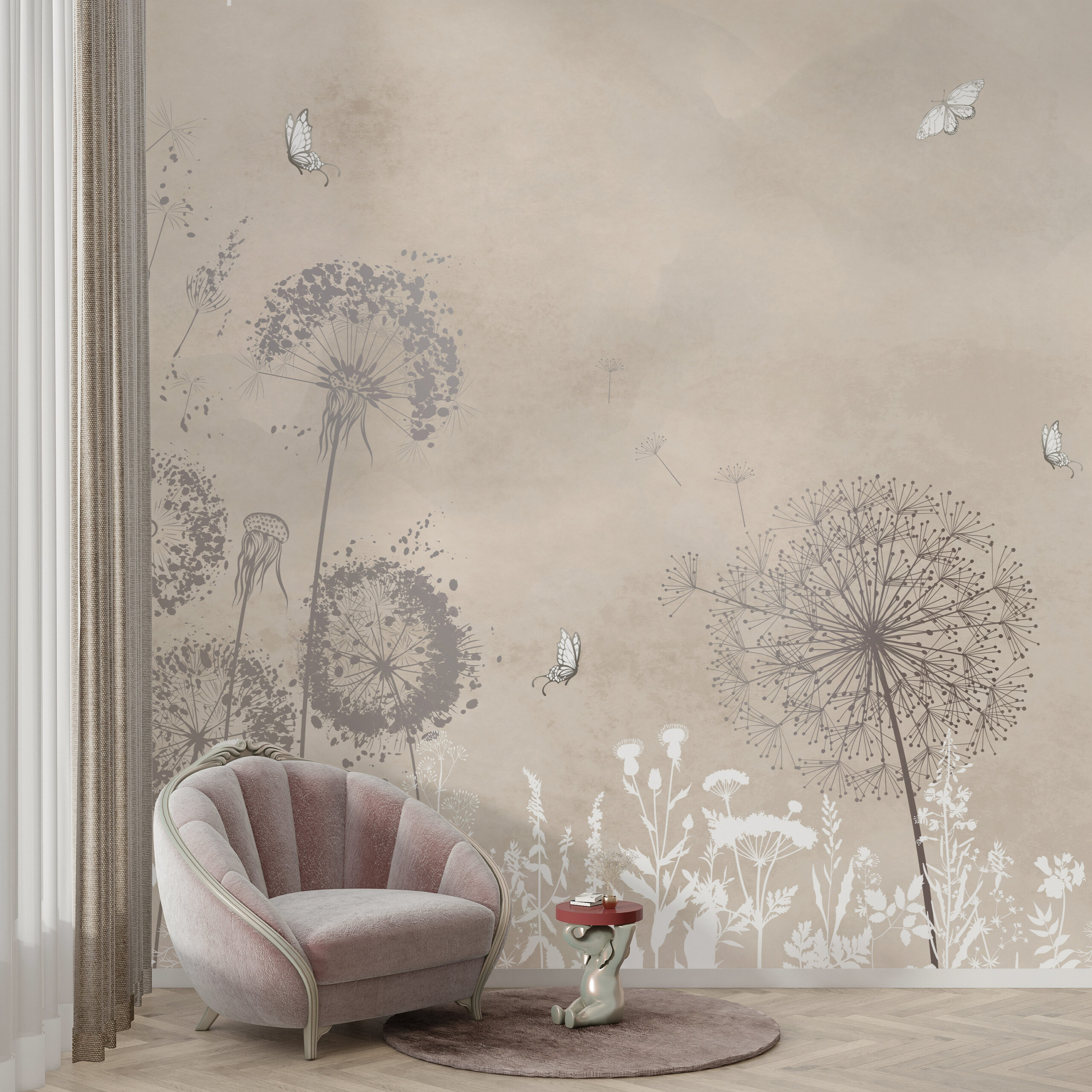 Foto murale Luleradhiqe ngjyrë bezhë