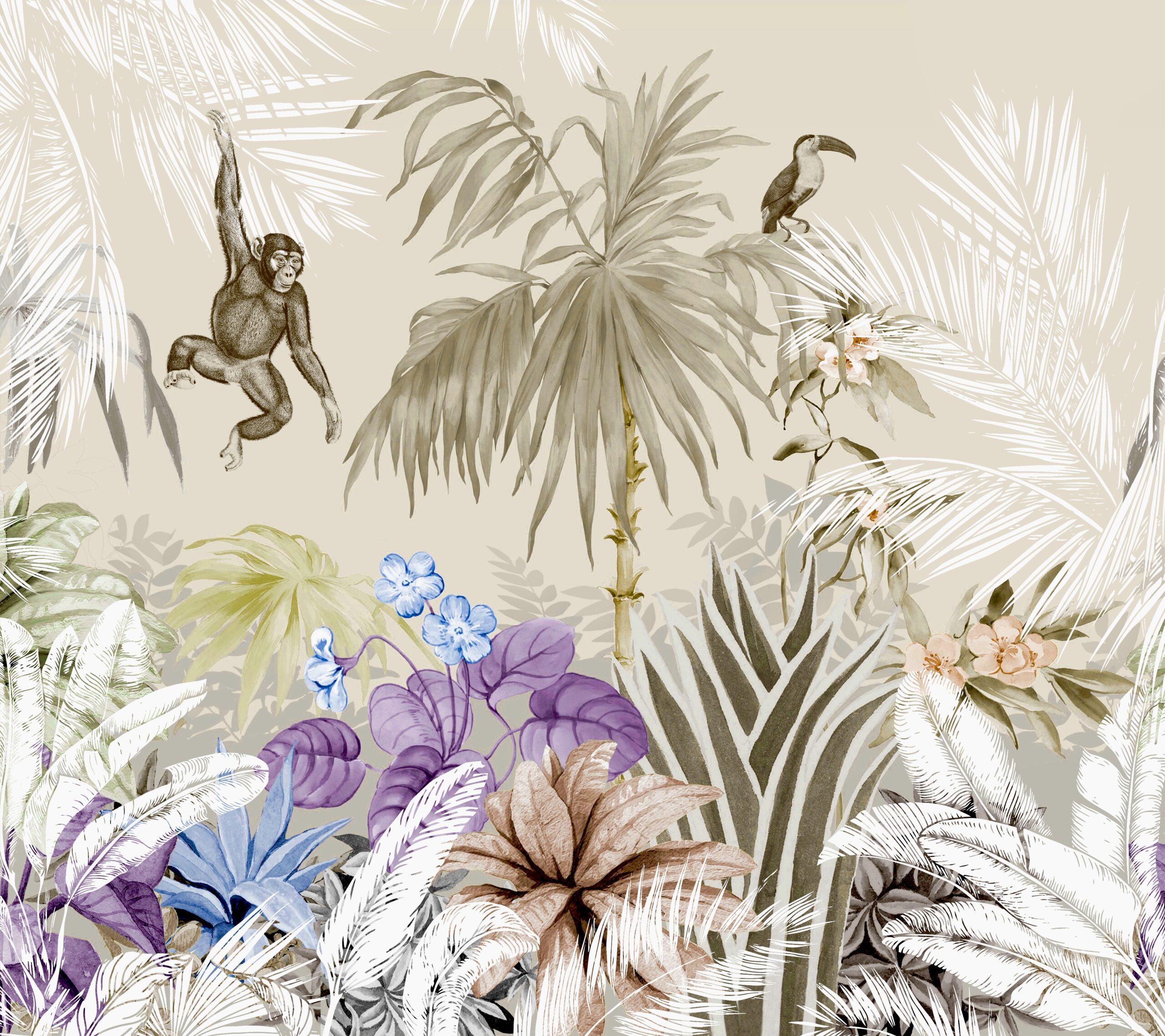 Seamless,Beautiful,Watercolor,Abstract,Digital,Flower,Bouquet,Pattern,On,Background,