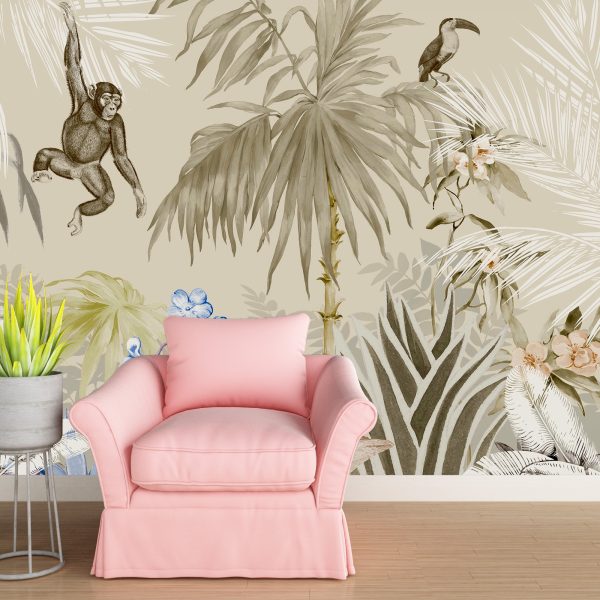 Foto murale Majmuni në Xhungël Bezhë