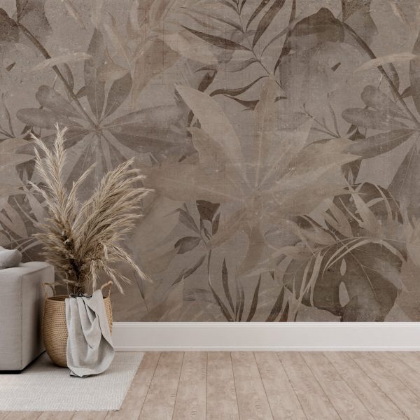 Foto murale Gjethe në ngjyrë bezhë dhe kafe