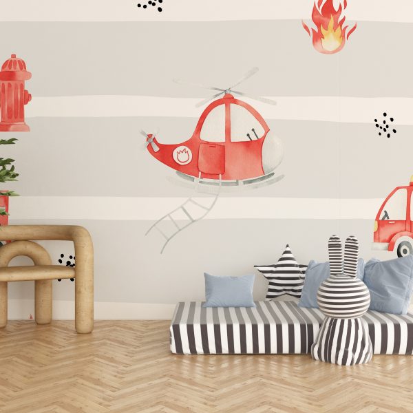 Foto murale Departamenti i Zjarrfikësve në ndihmë