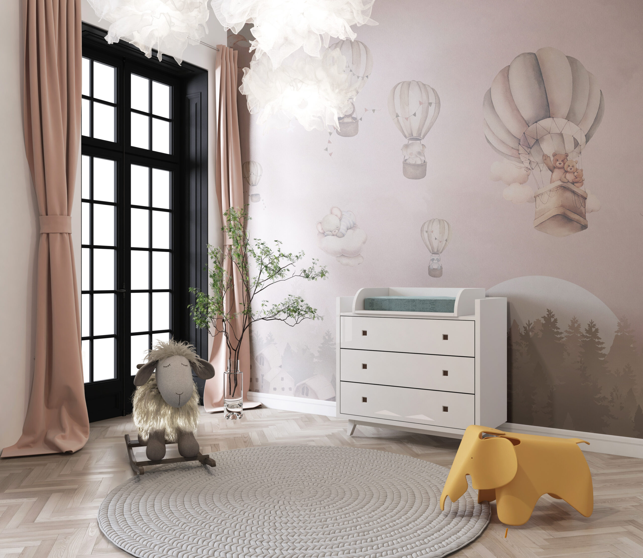 Foto murale Fluturim me balonë mbi pyll