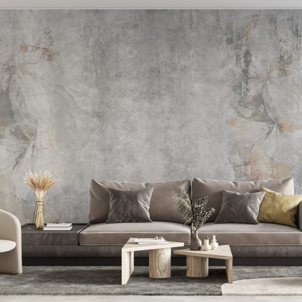 Foto murale Gri me elementë lulesh